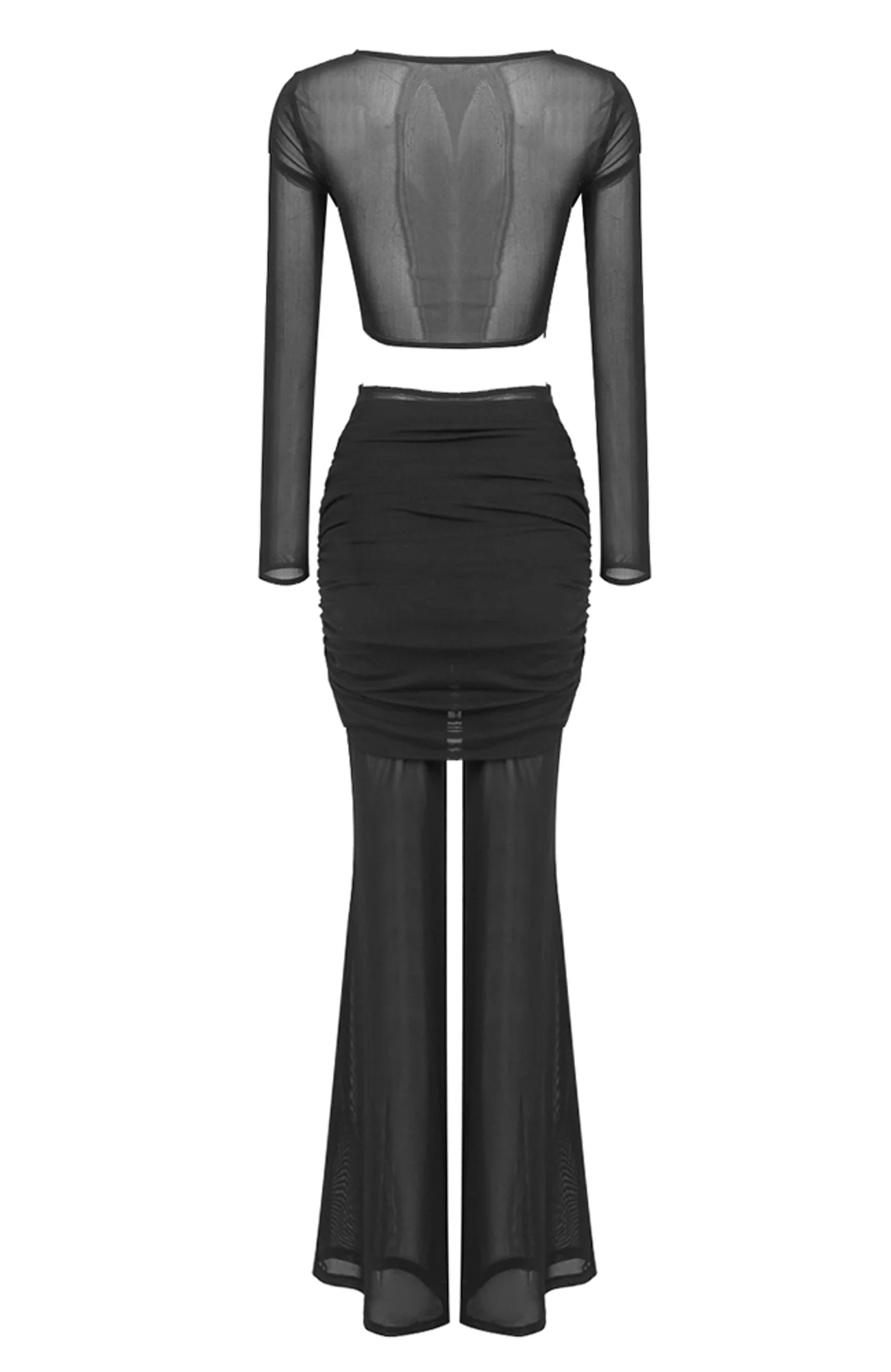 Black Draped Two-Piece Jumpsuit Maxi Dress
