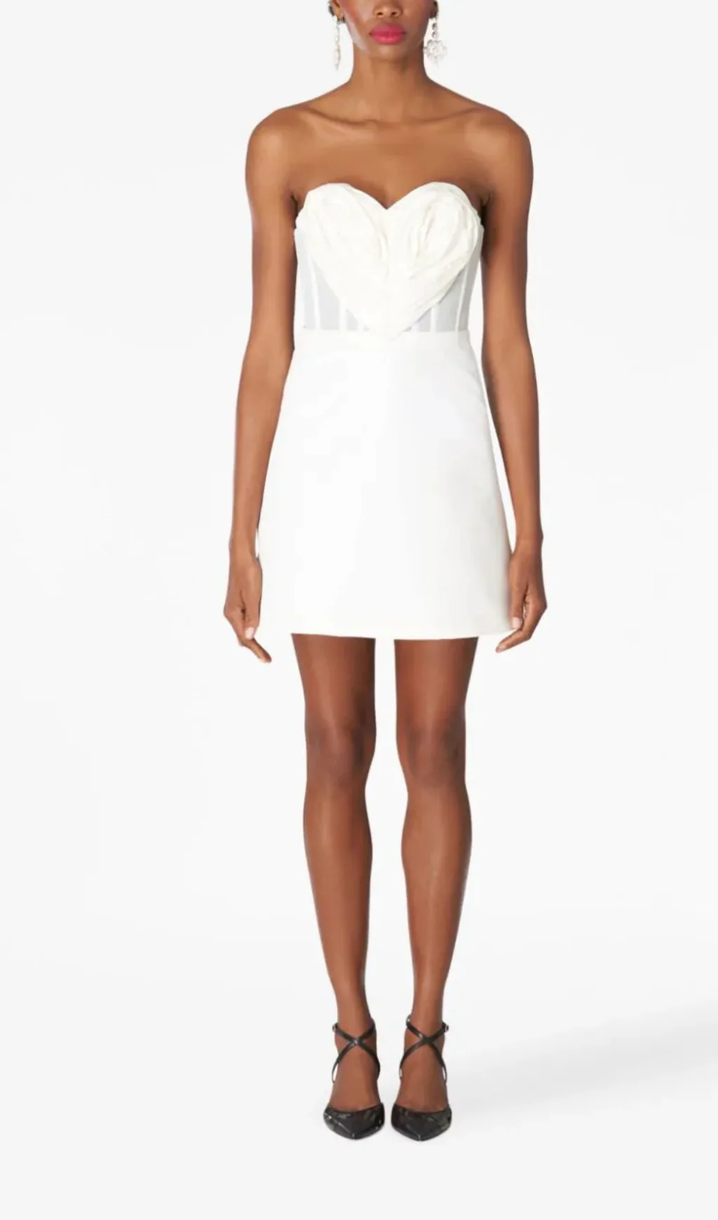 Heart Motif Bandeau Silk Mini Dress - Flirty & Stylish