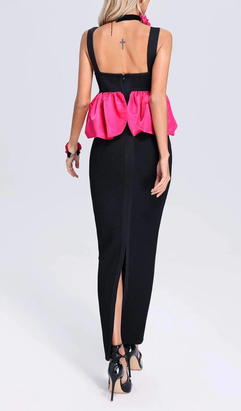 Black Halter Bandage Maxi Dress for Women