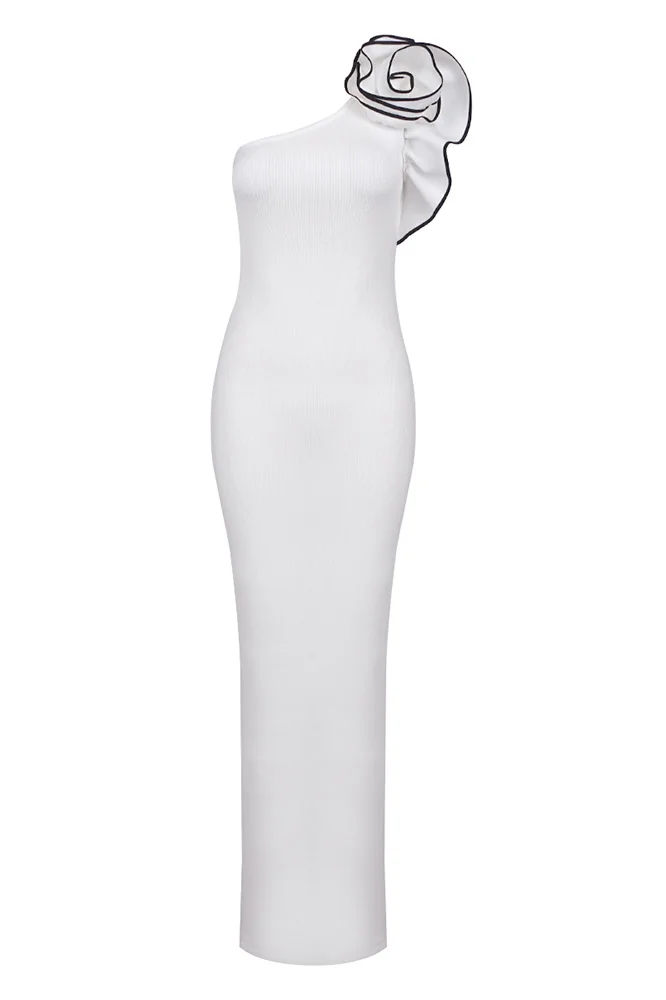 Floral Knit Asymmetrical Maxi Dress