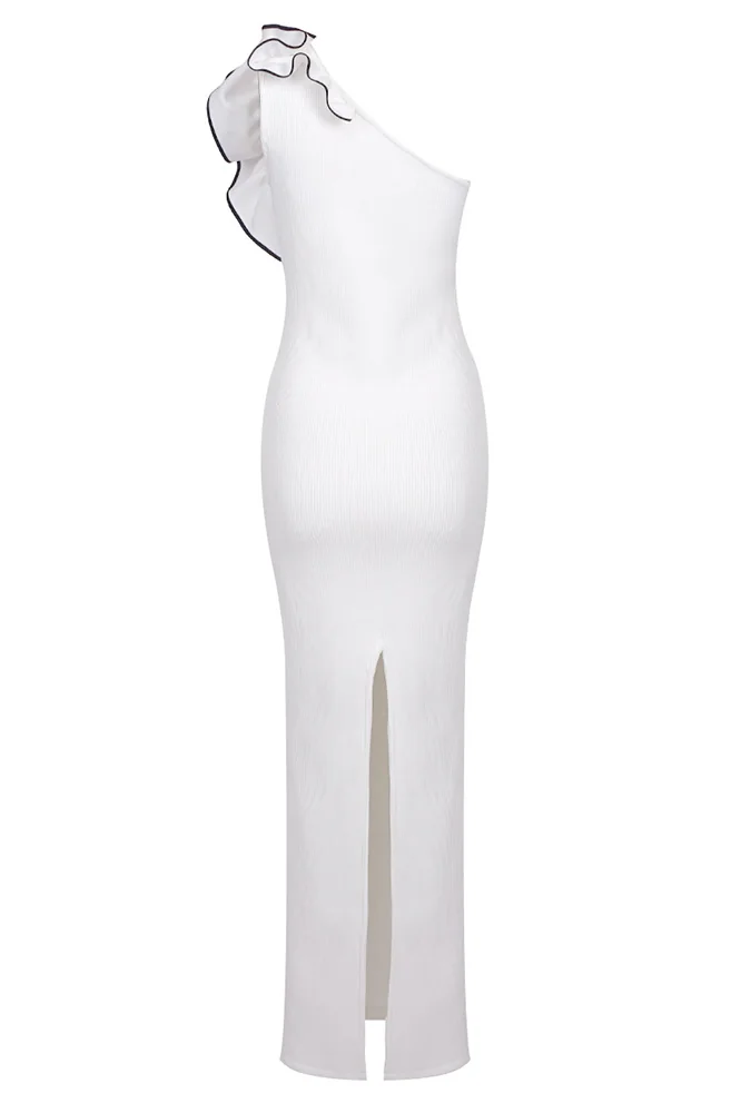 Floral Knit Asymmetrical Maxi Dress