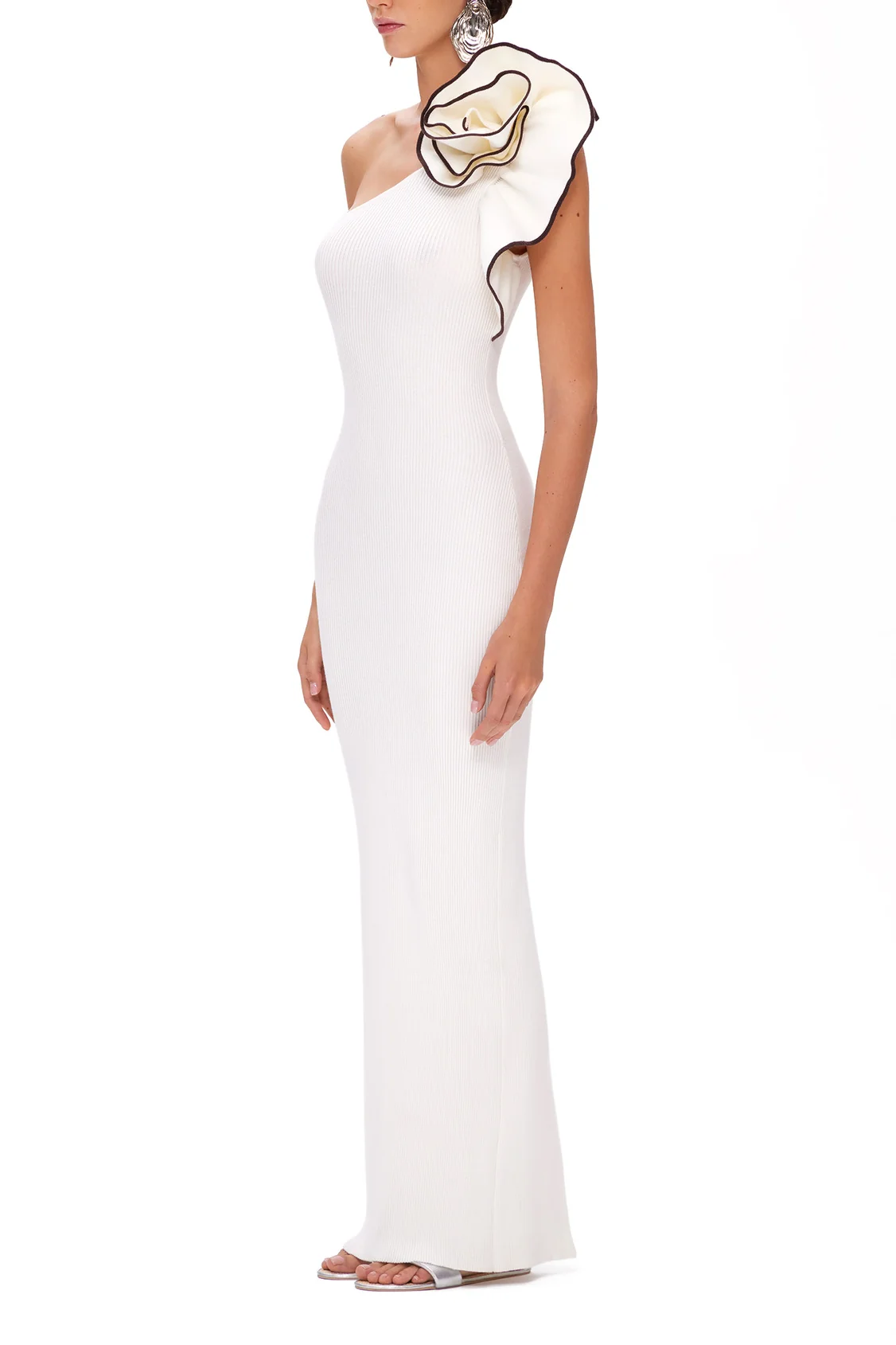 Floral Knit Asymmetrical Maxi Dress