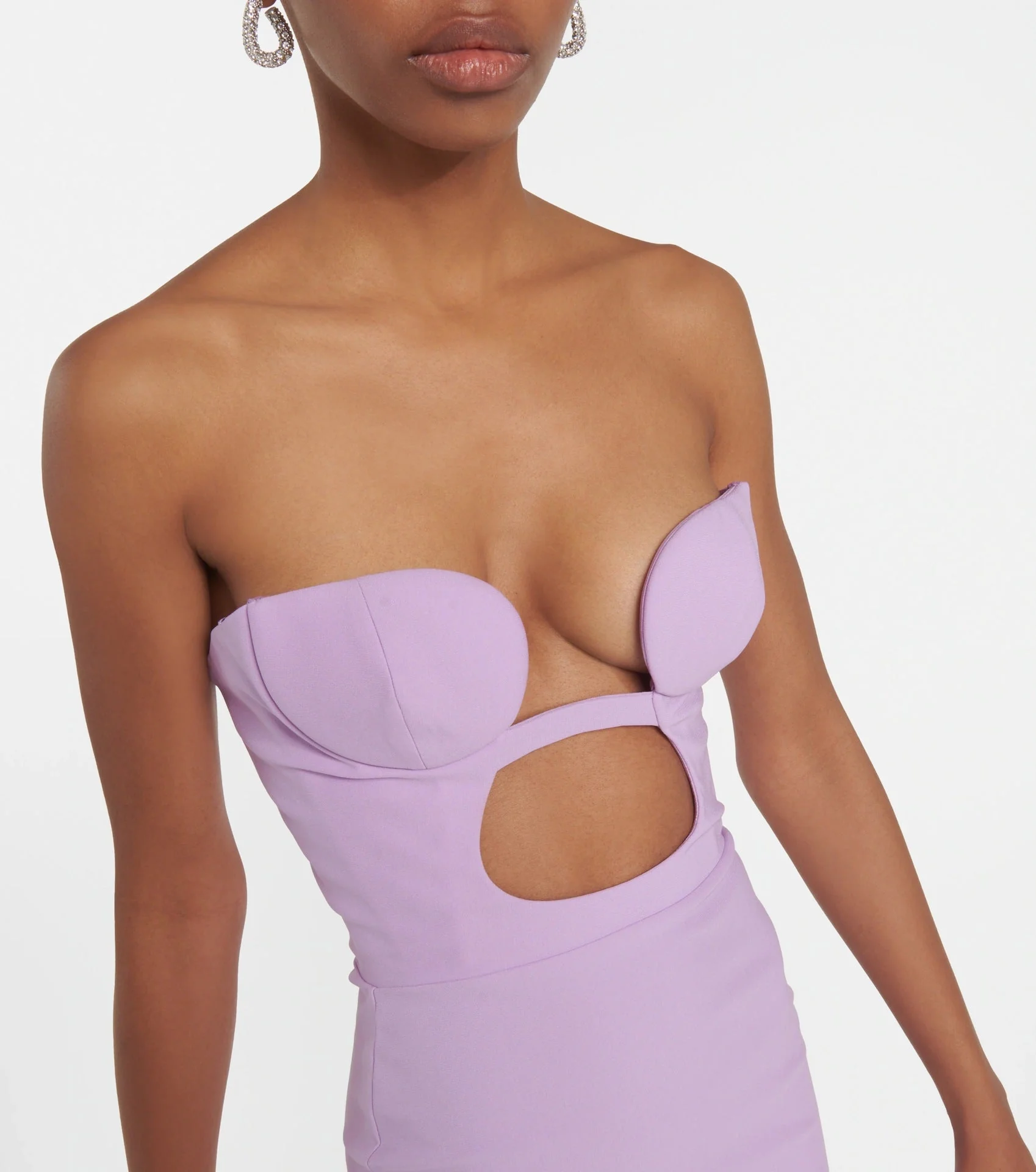 Light Purple Cutout Ring Bandage Mini Dress