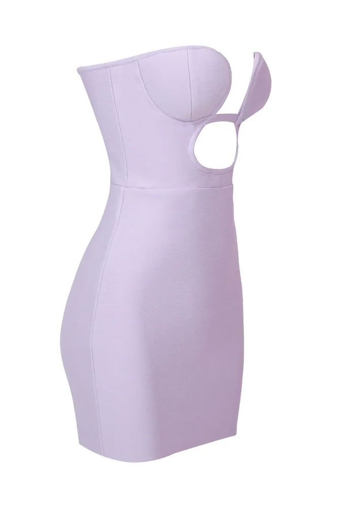 Light Purple Cutout Ring Bandage Mini Dress