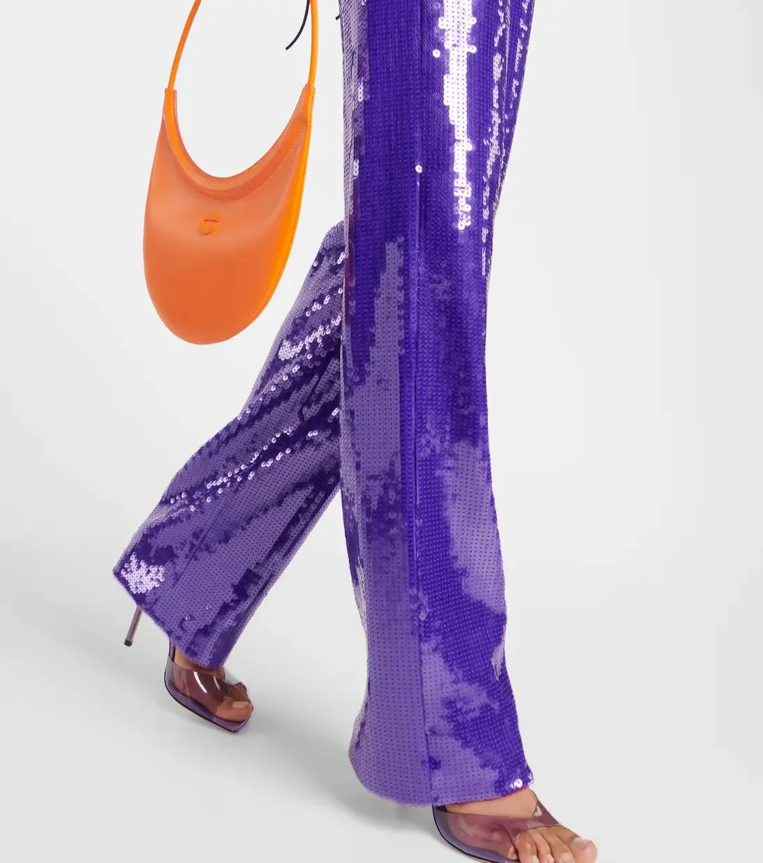 Orange Feather and Purple Sequined Trousers Set - Juhan Style