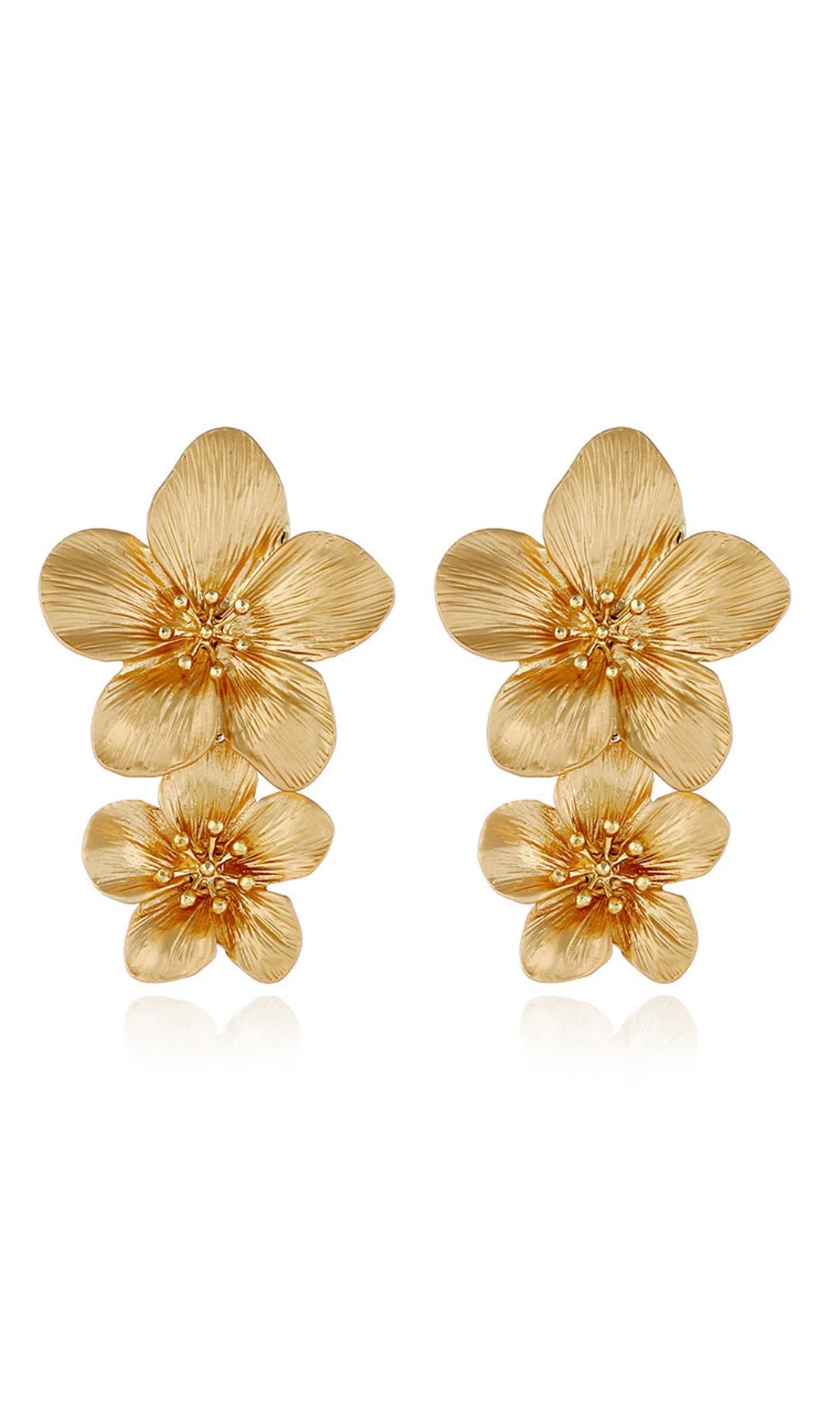 Elegant Double Flower Drop Earrings - Assorted Colors