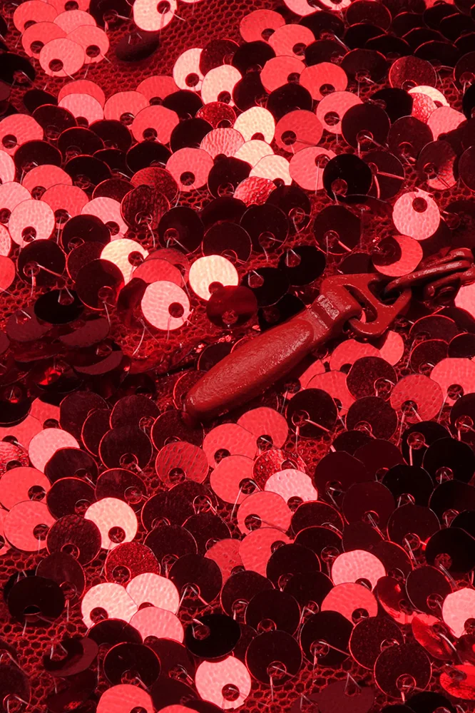 Red Sequin Floral Backless Maxi Dress - Elegant Christmas Style