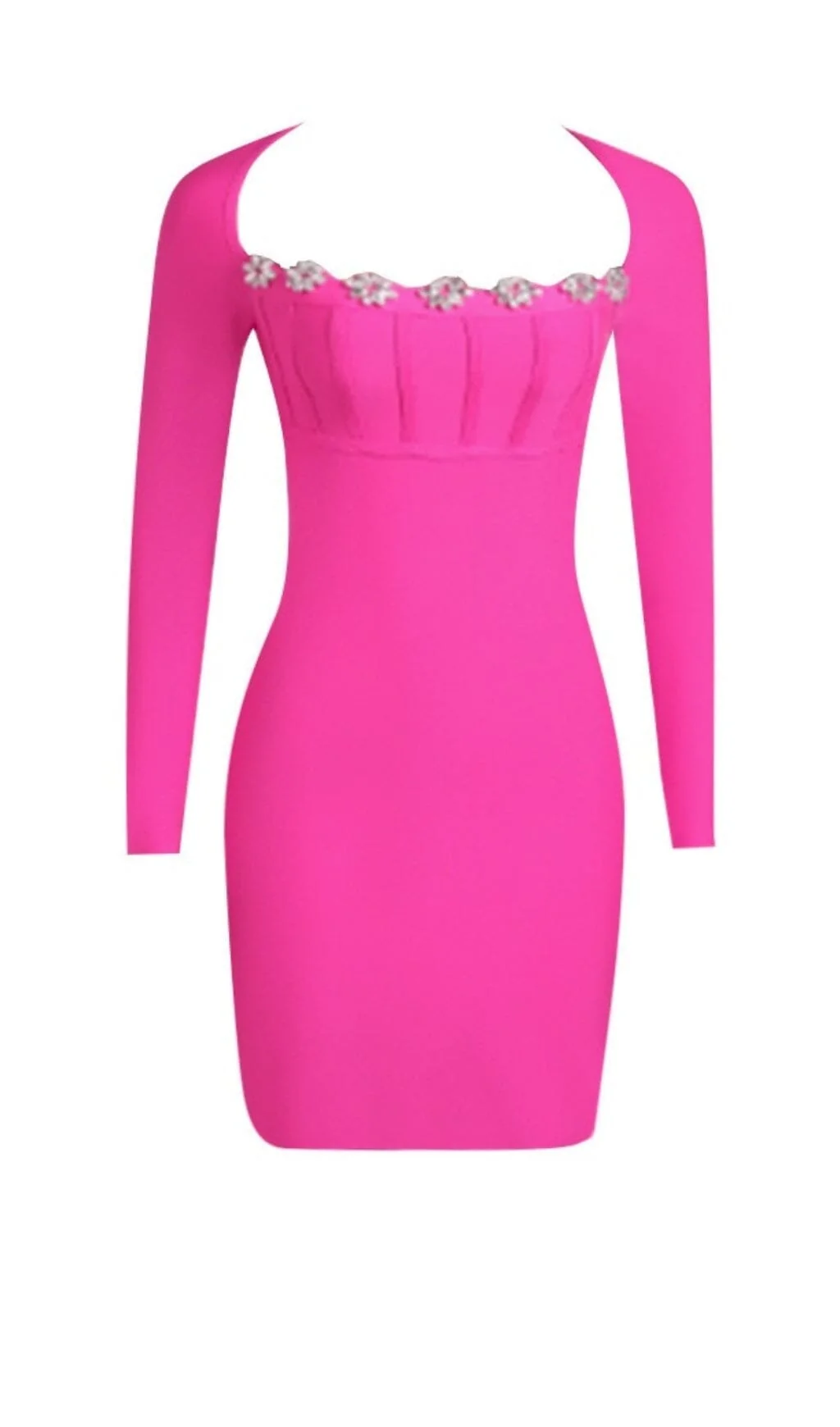 Pink Square Collar Mini Dress with Blouson Sleeves