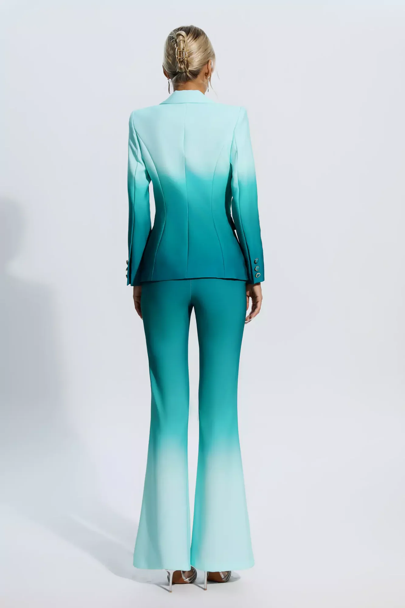 Elegant Green Gradient Suit Blazer & Trousers Set