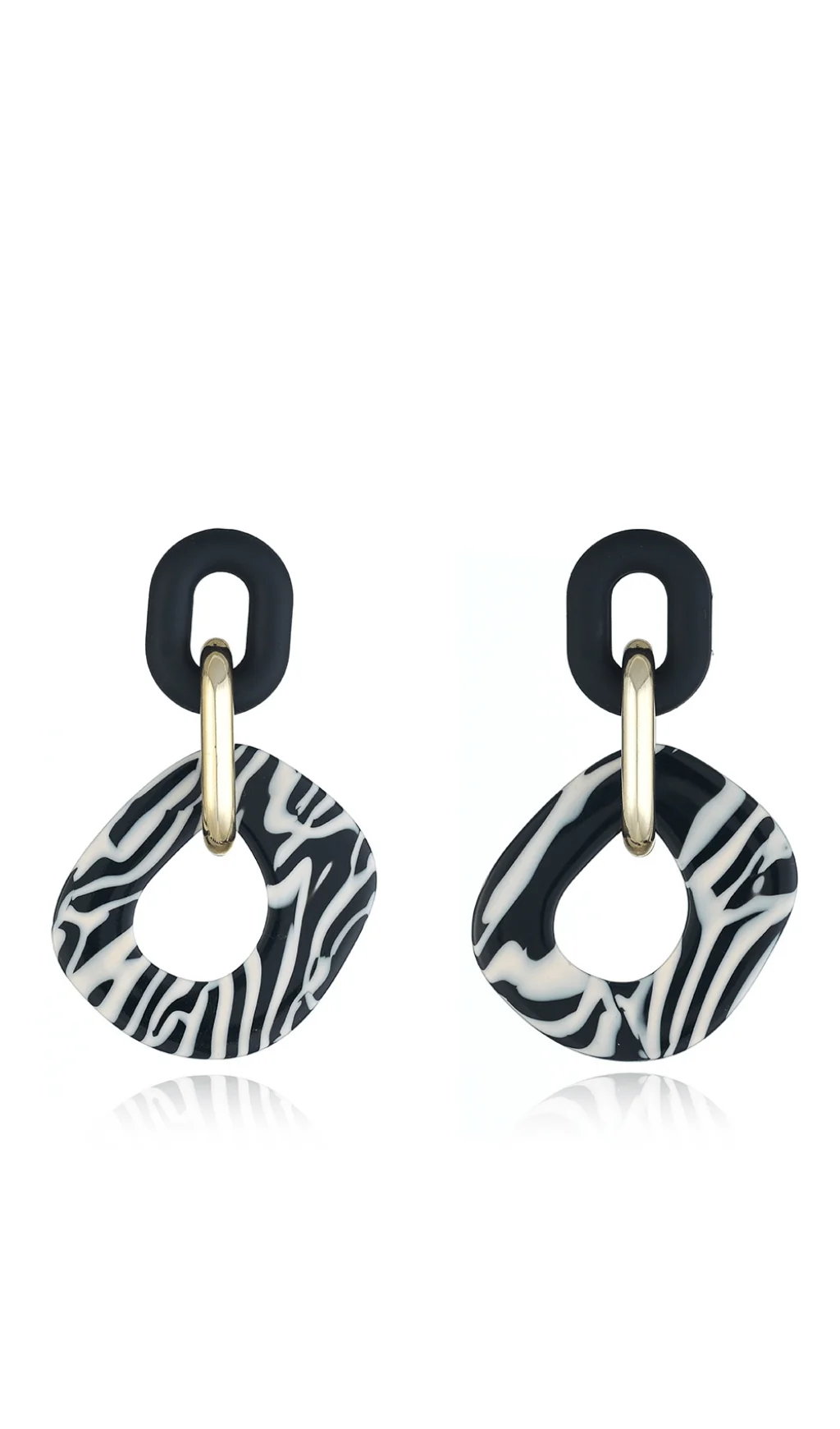 Zebra Print Fashion Earrings Black White Lightweight