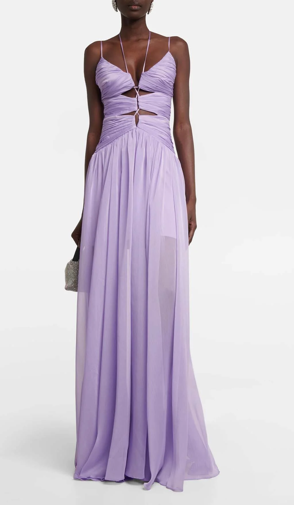 Light Purple Tulle Maxi Dress with Waist Cutout