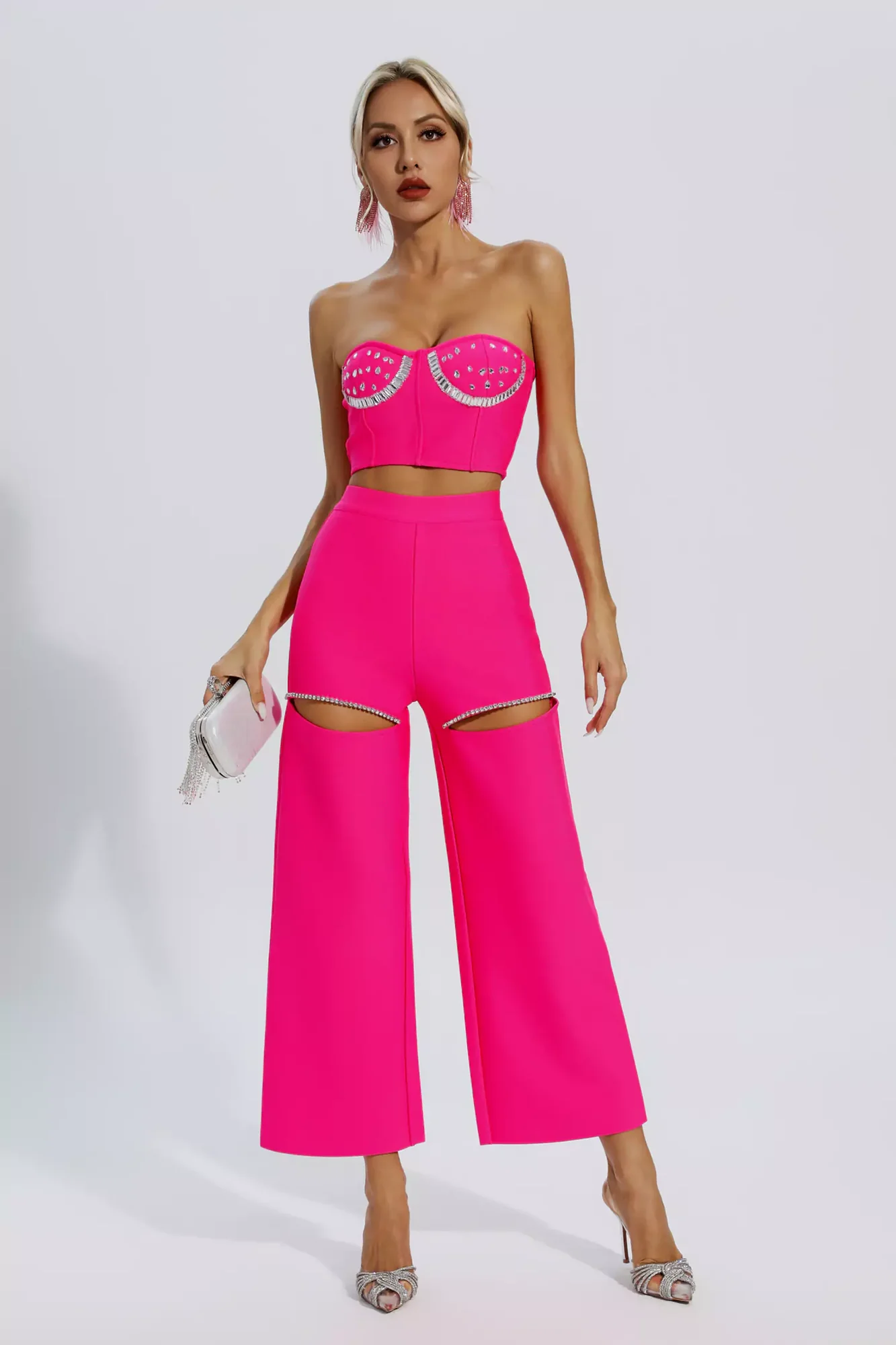 Pink Diamond Cutout Two-Piece Set - Chic Spring Fashion