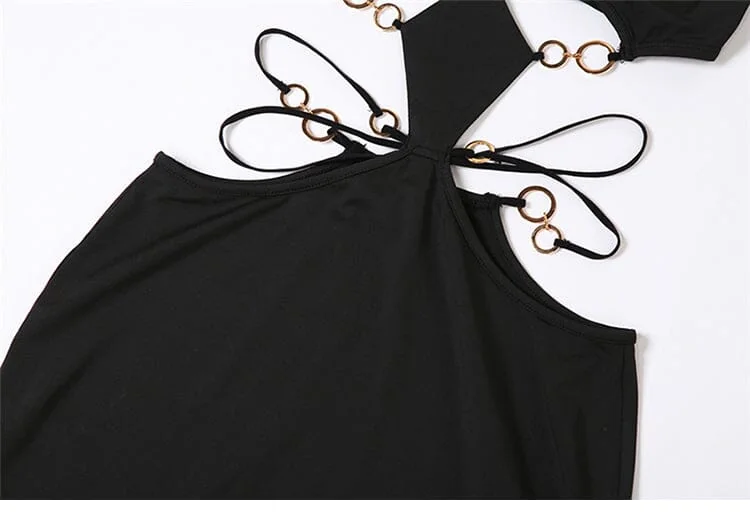Black Cutout Chain Maxi Dress - Sleek & Modern Style