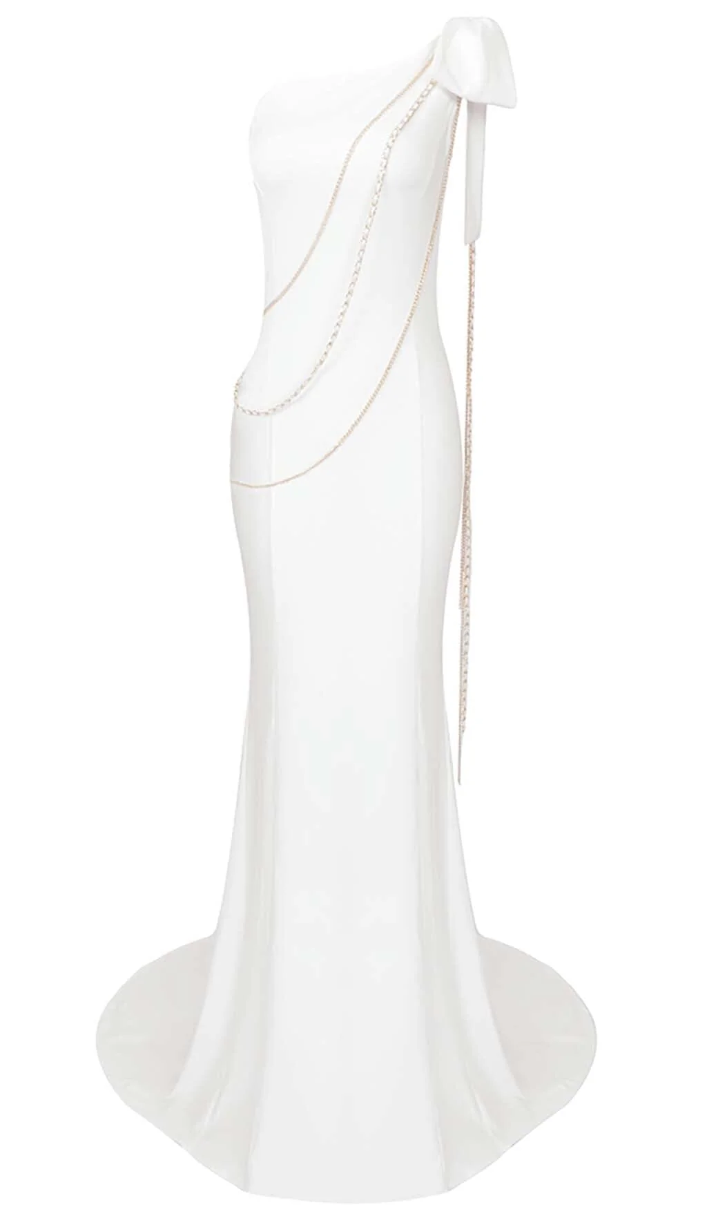Snowy Asymmetric Chain Maxi Dress - Elegant White Cocktail Dress