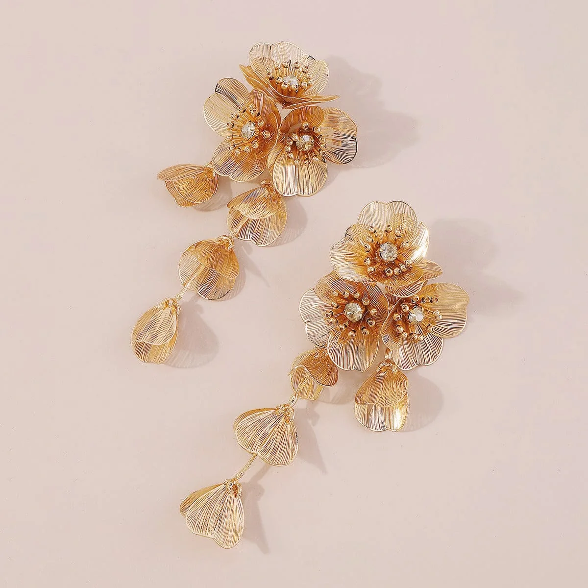 Gold Flower Dangle Earrings