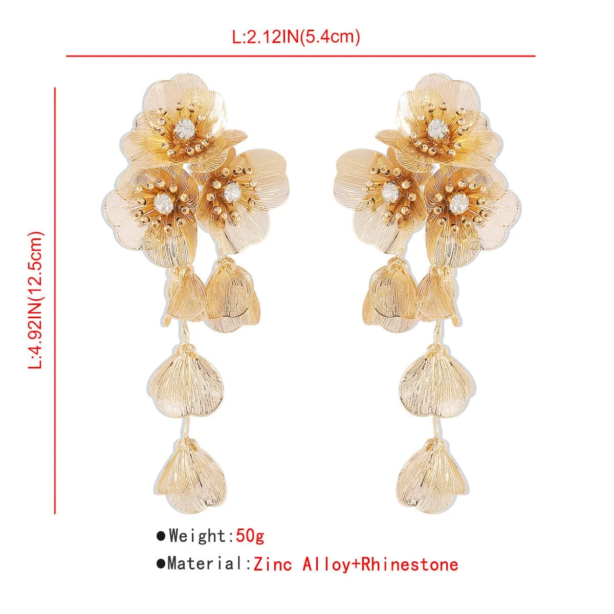 Gold Flower Dangle Earrings