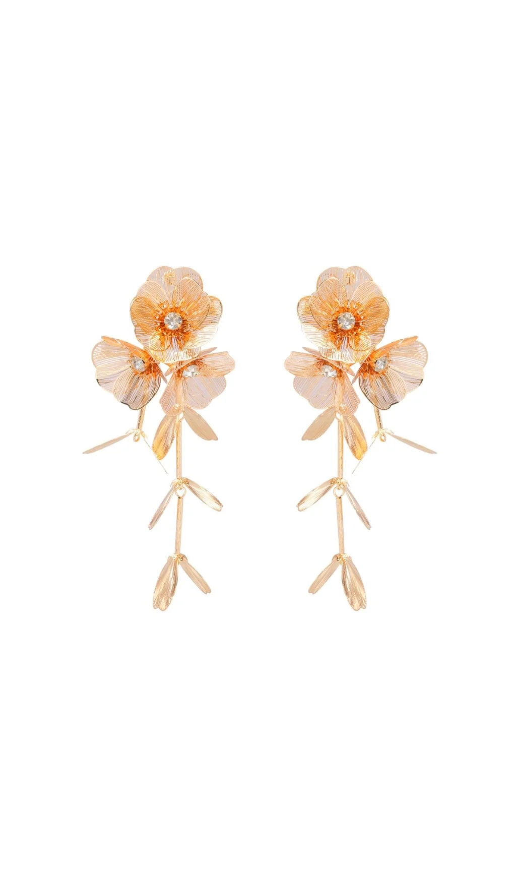 Gold Flower Dangle Earrings