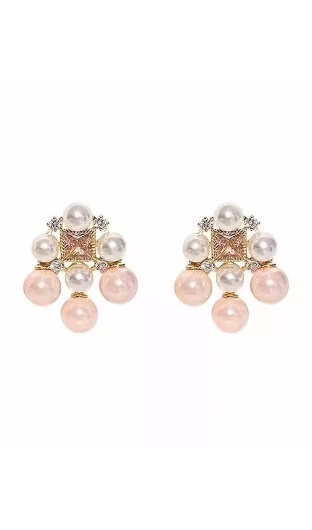 Pink Crystal Pearl Earrings for Elegant Style
