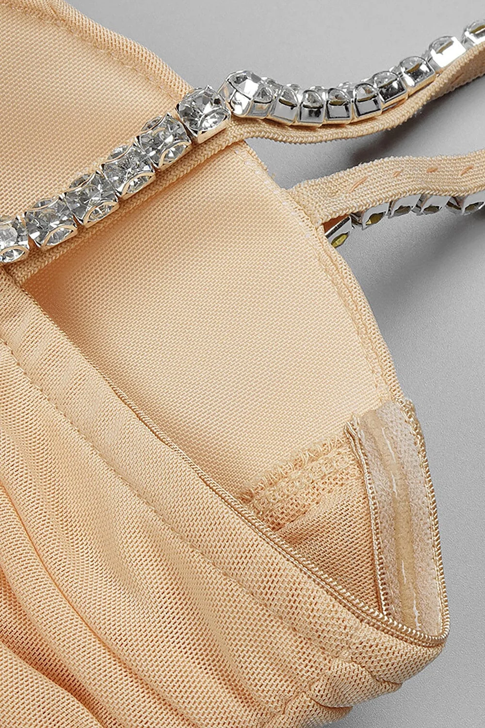 Nude Strappy Sequins Embellished Mesh Midi Dress