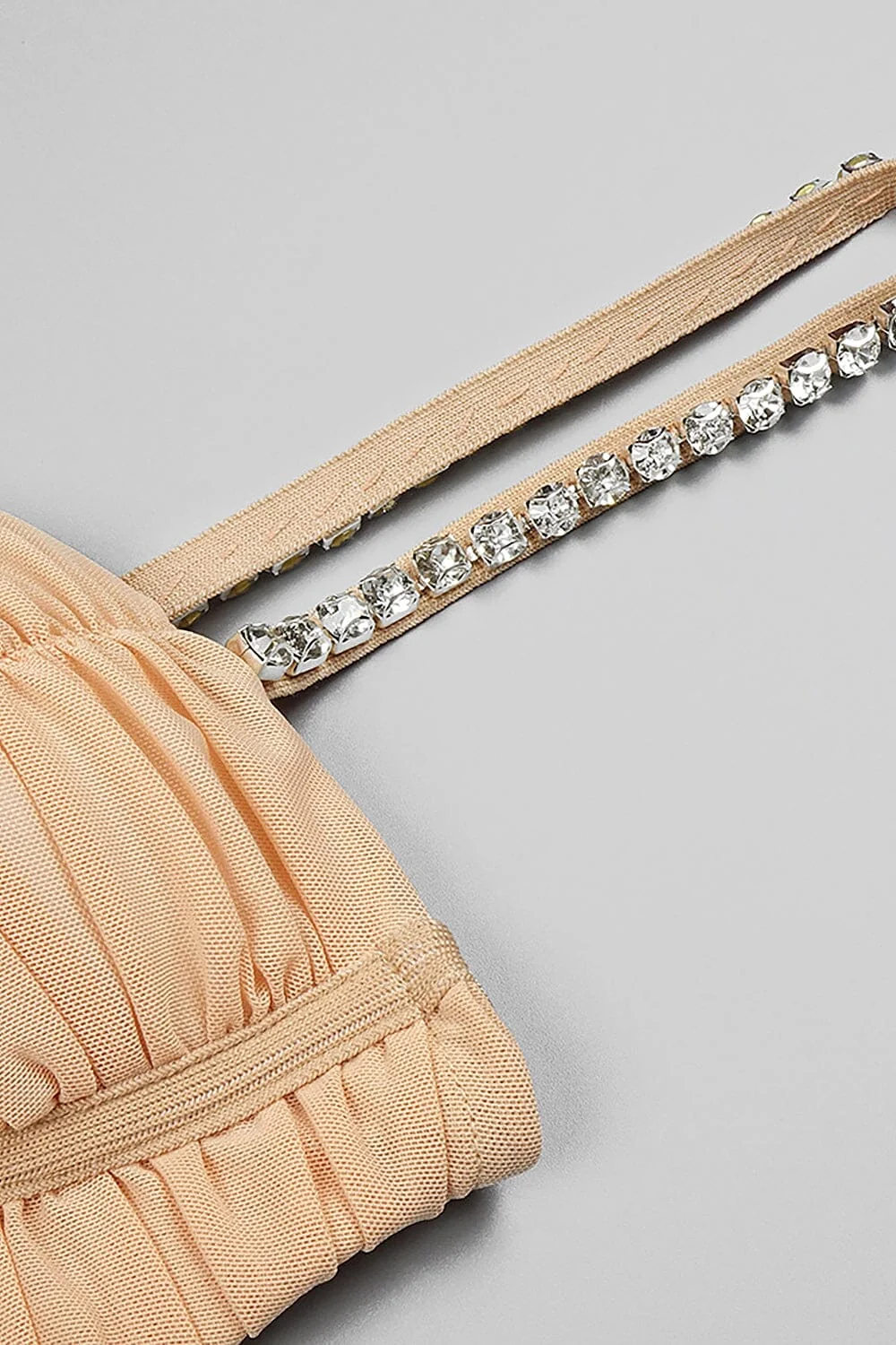 Nude Strappy Sequins Embellished Mesh Midi Dress