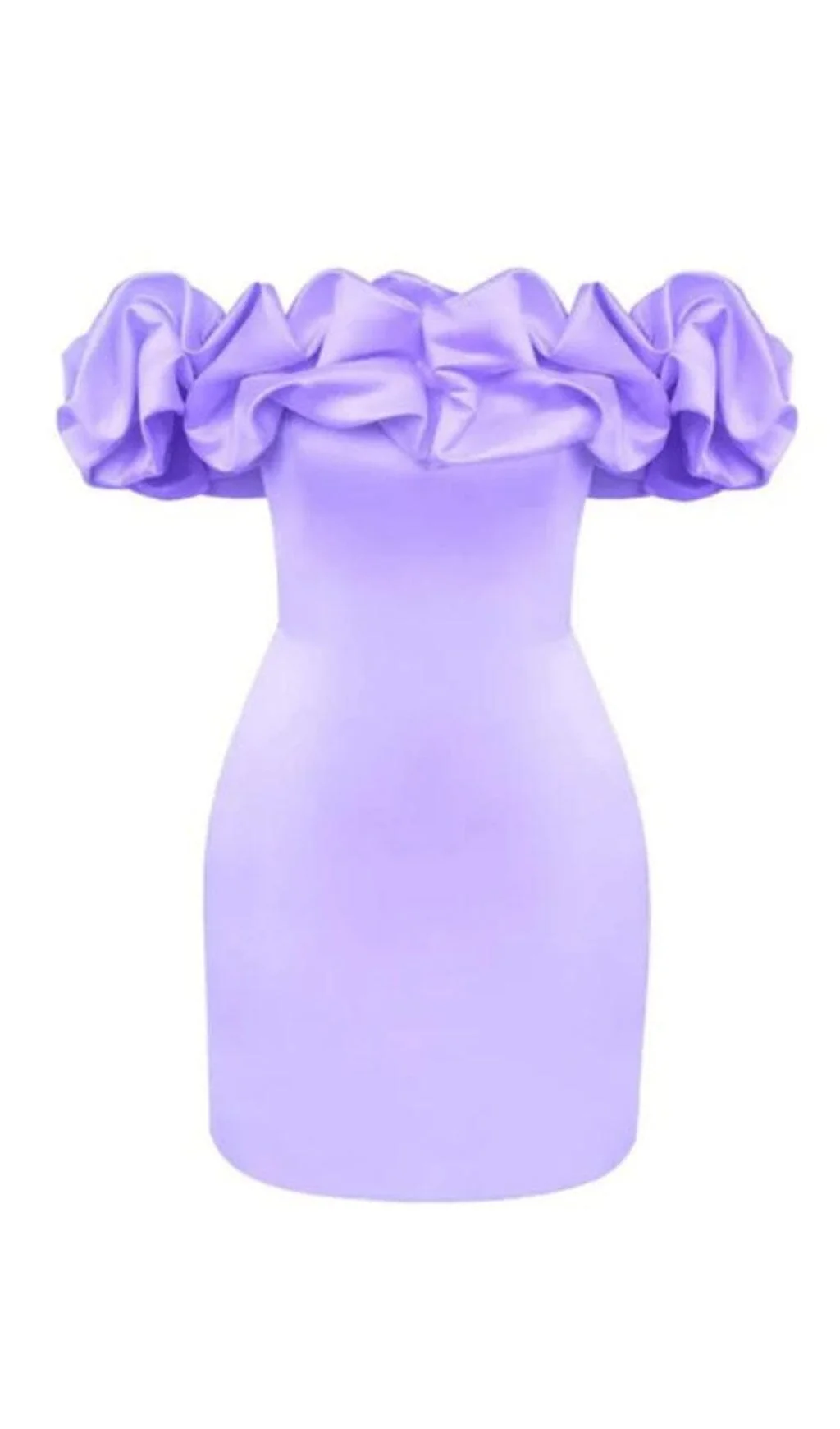 Elegant Purple Satin A-Line Ruffle Dress