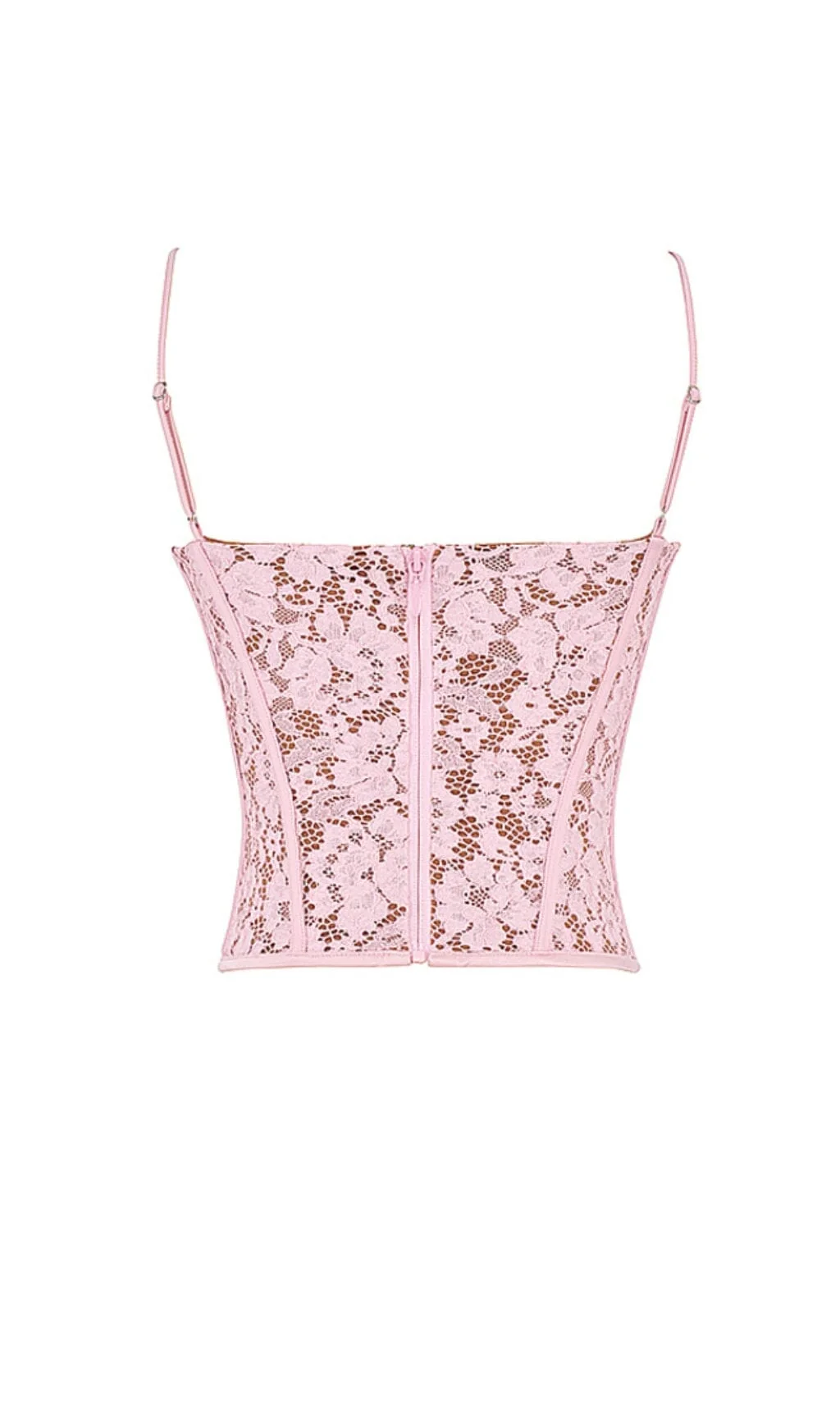 Rose Lace Underwired Corset in Pink - Sweetheart Neckline & Satin Trims