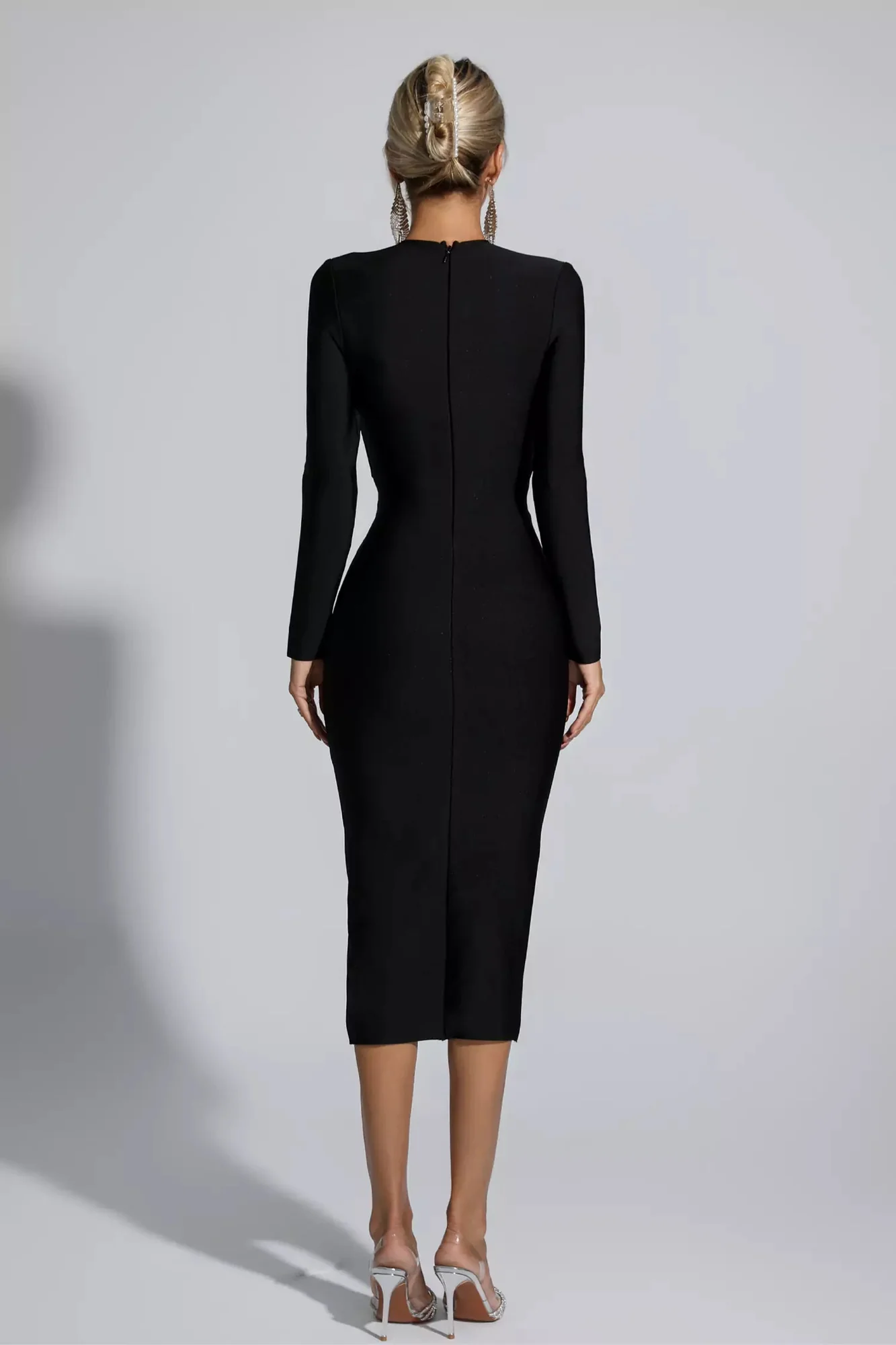Black Cutout Bandage Midi Dress