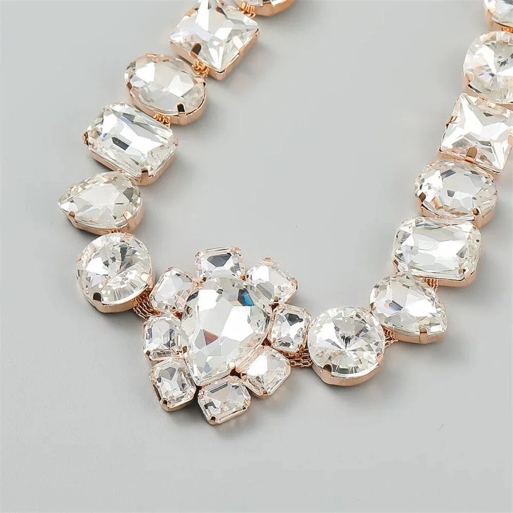 Dazzling Rhinestone Statement Necklace - Adjustable Length