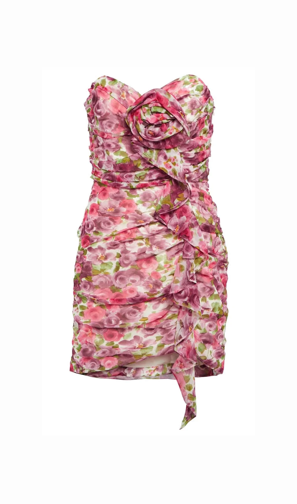 Red Floral Applique Ruffled Mini Dress - Girly Statement Piece