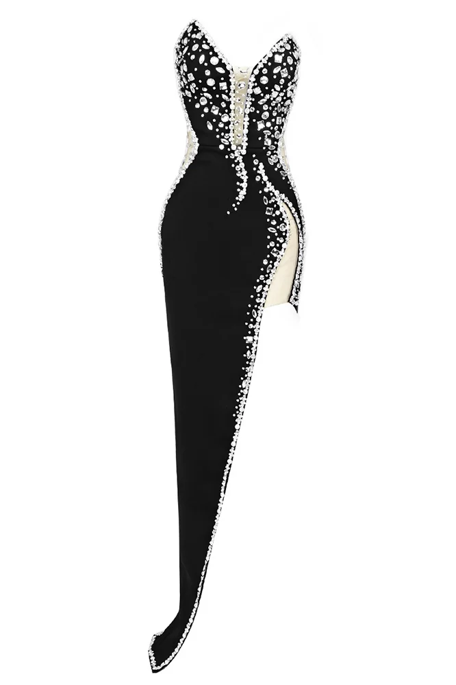 Elegant Black Bandage Strapless Dress - Chic Style