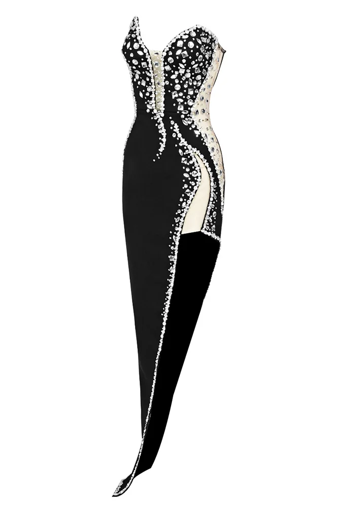 Elegant Black Bandage Strapless Dress - Chic Style