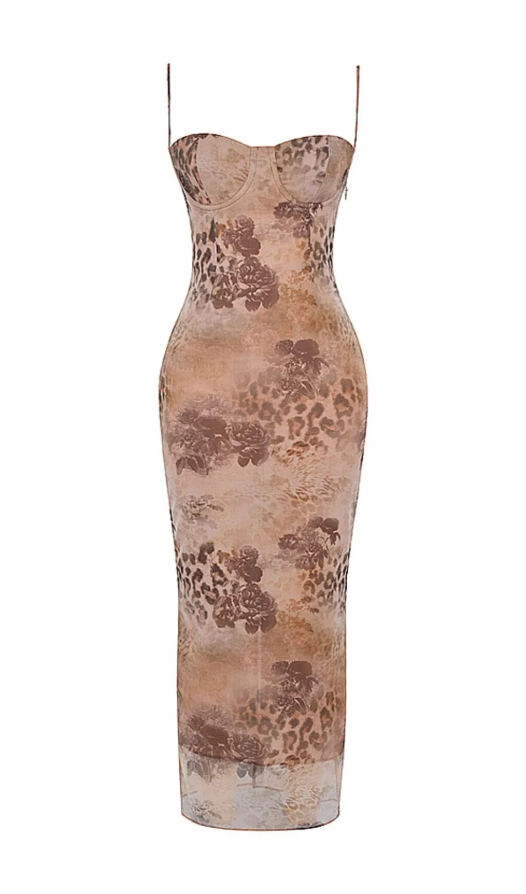 Cream Floral Print Maxi Dress with Lace-Up Back - Elegant and Stylish
