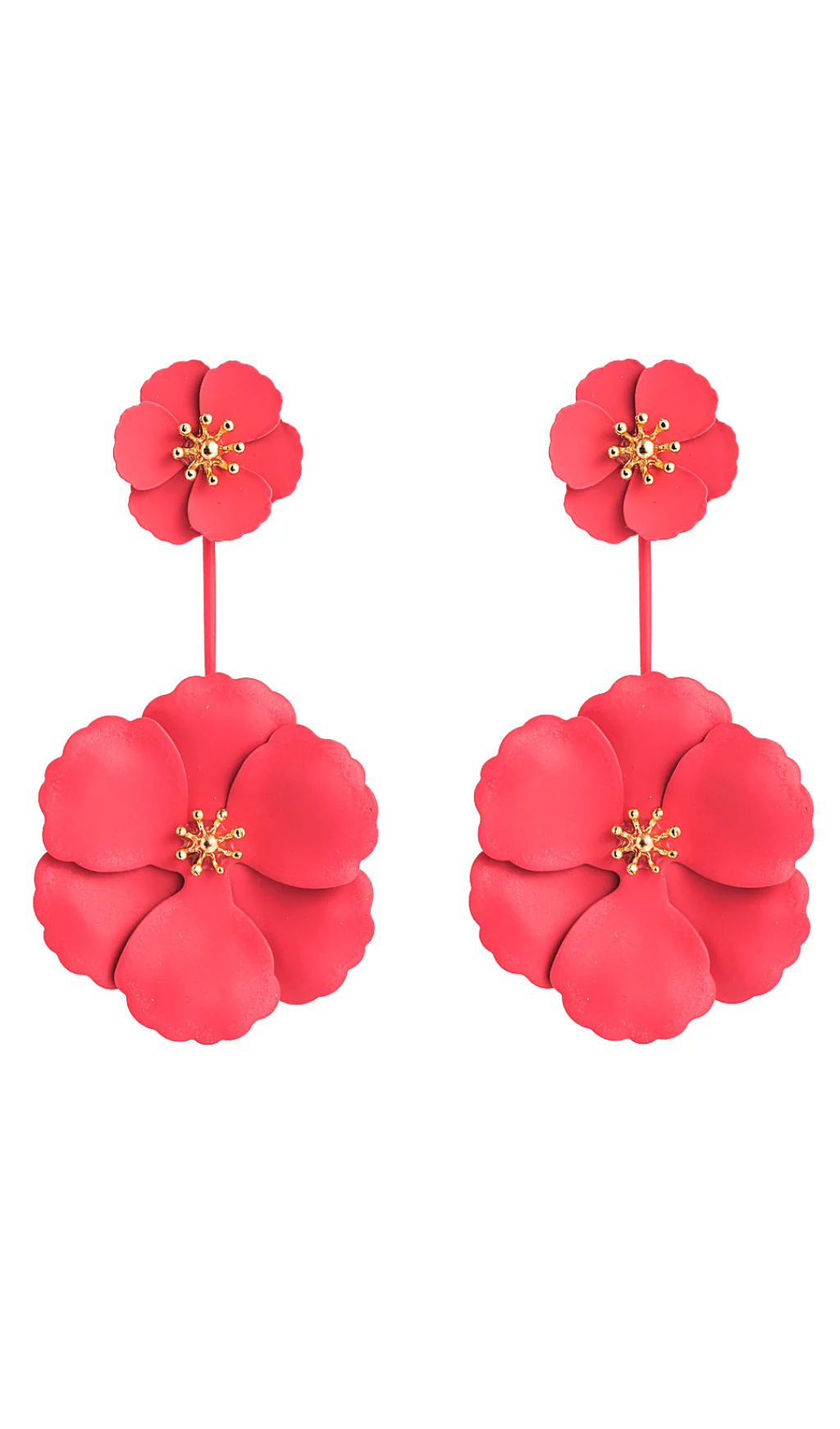 Floral Long Hanging Earrings Set of 4 Pairs