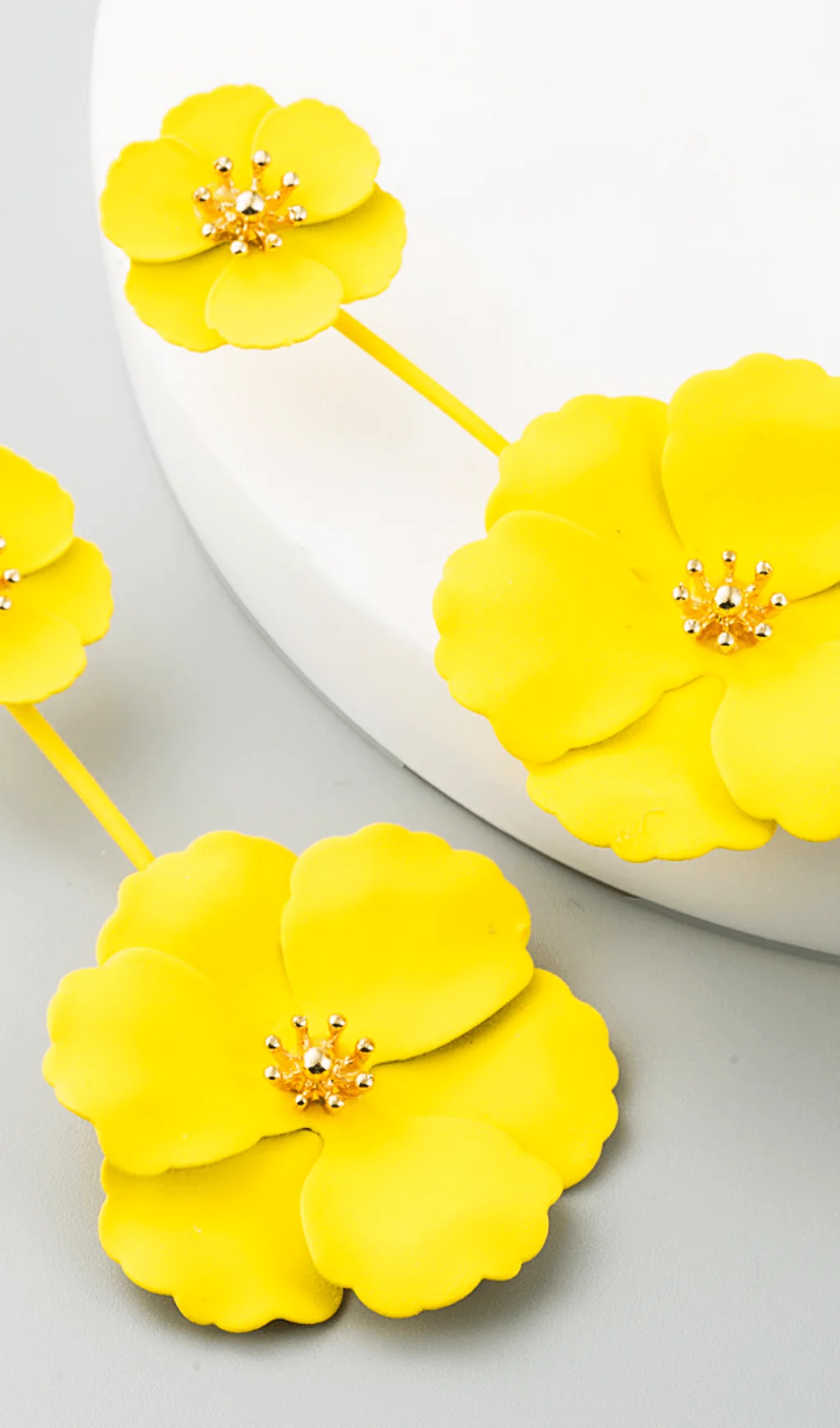 Floral Long Hanging Earrings Set of 4 Pairs