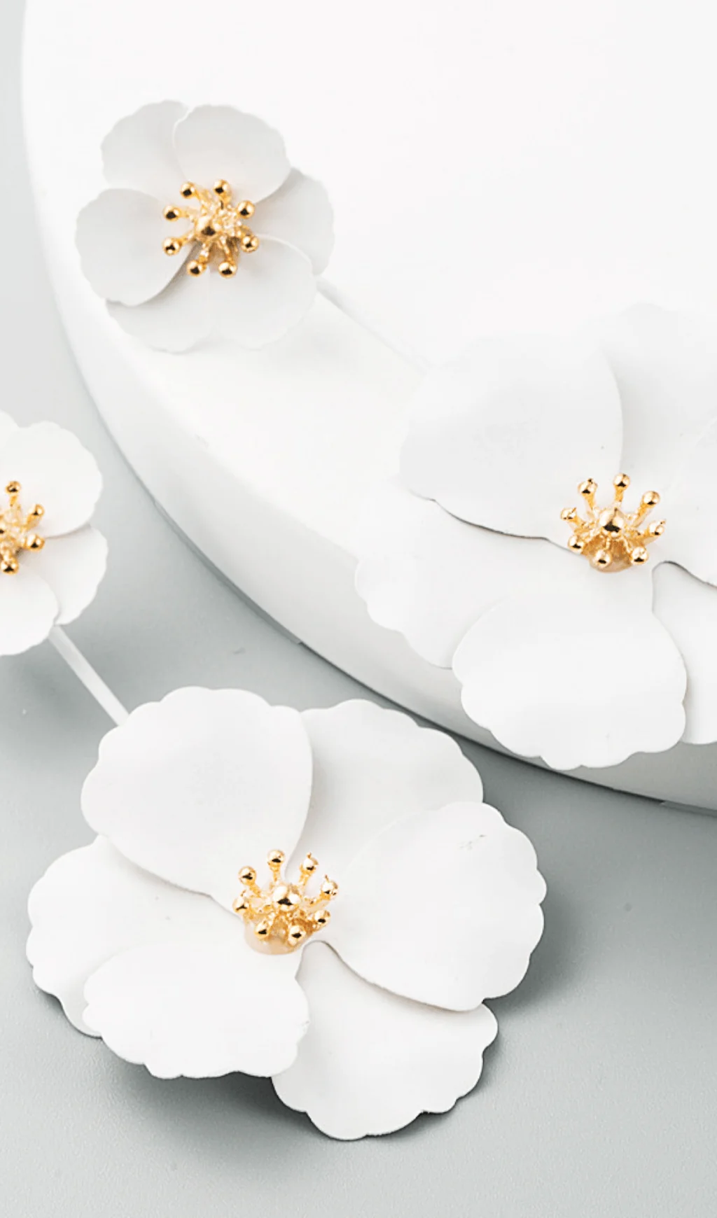 Floral Long Hanging Earrings Set of 4 Pairs