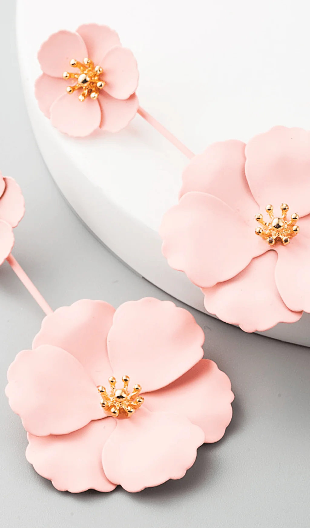 Floral Long Hanging Earrings Set of 4 Pairs