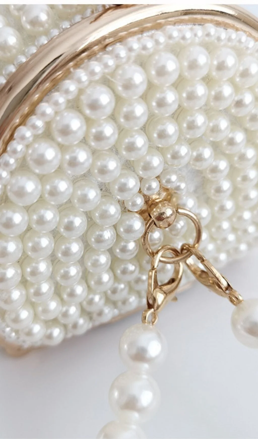 Pearl Bucket Bag - Elegant Acrylic Satin Pearls Design