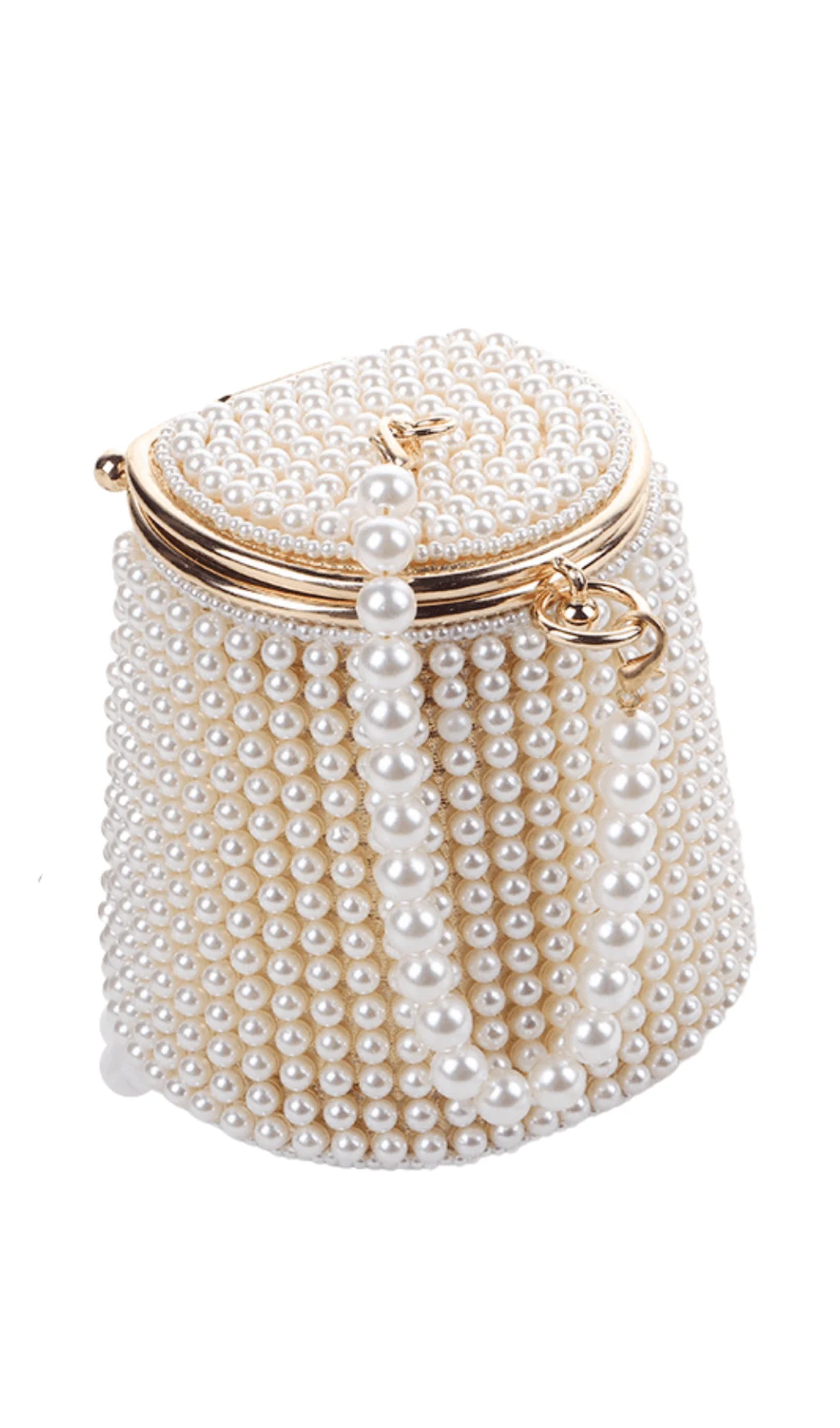 Pearl Bucket Bag - Elegant Acrylic Satin Pearls Design