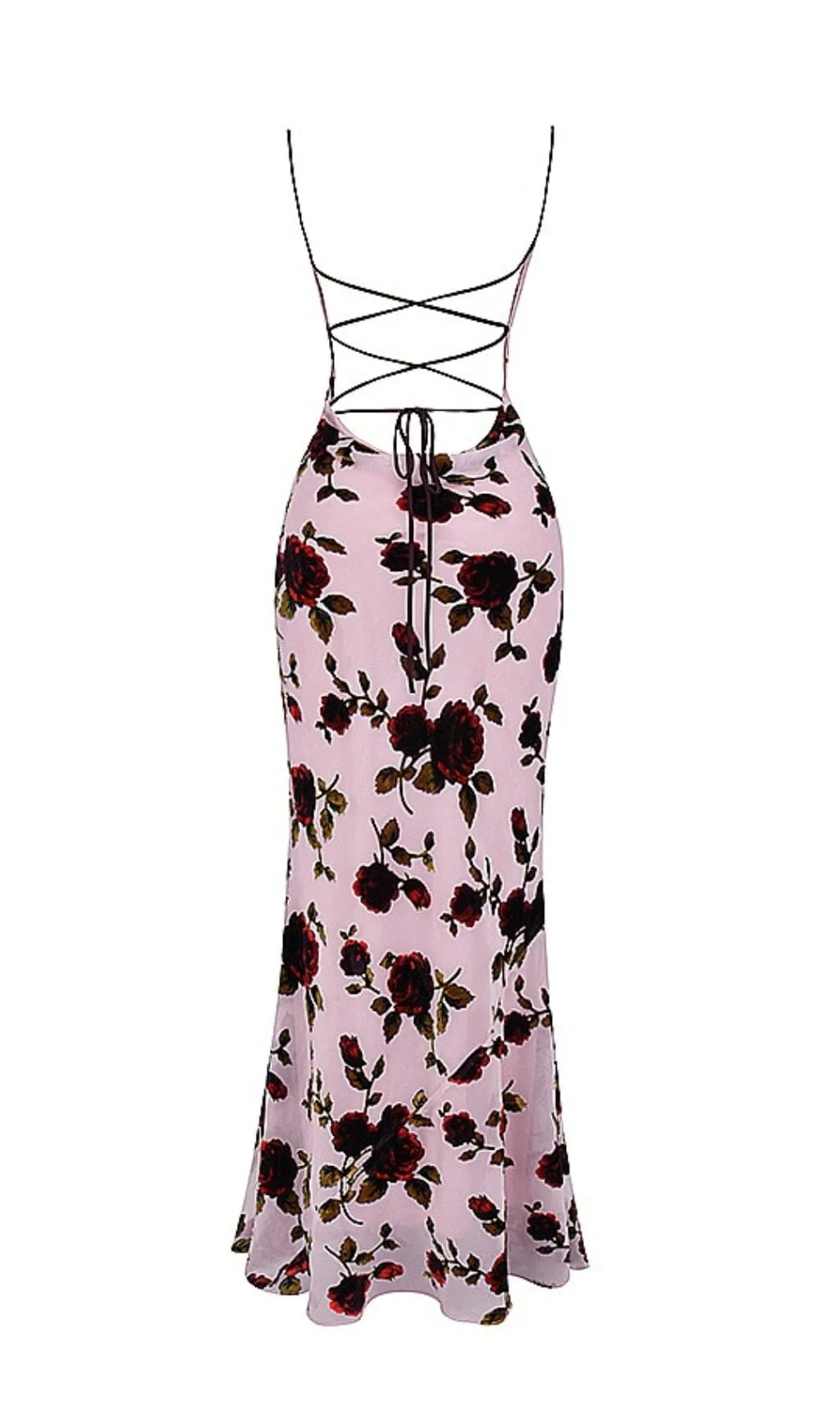 Pink Floral Devore Open Back Maxi Dress