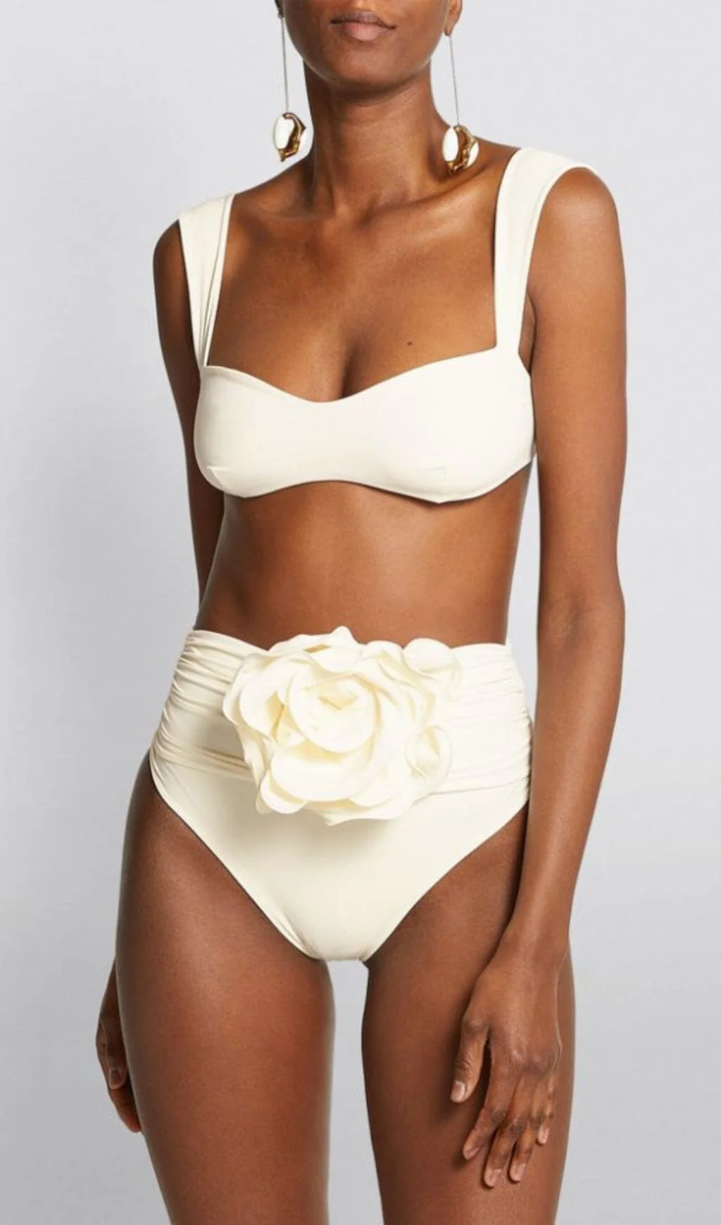 Ivory Rose Embellished Bikini Suit for Beach Goddesses