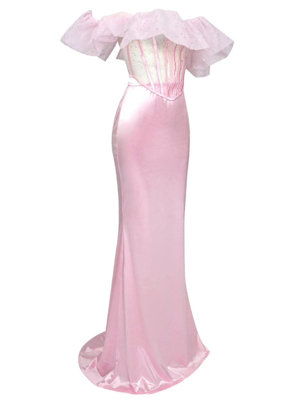 Elegant Off Shoulder Lace-Up Satin Skirt Set