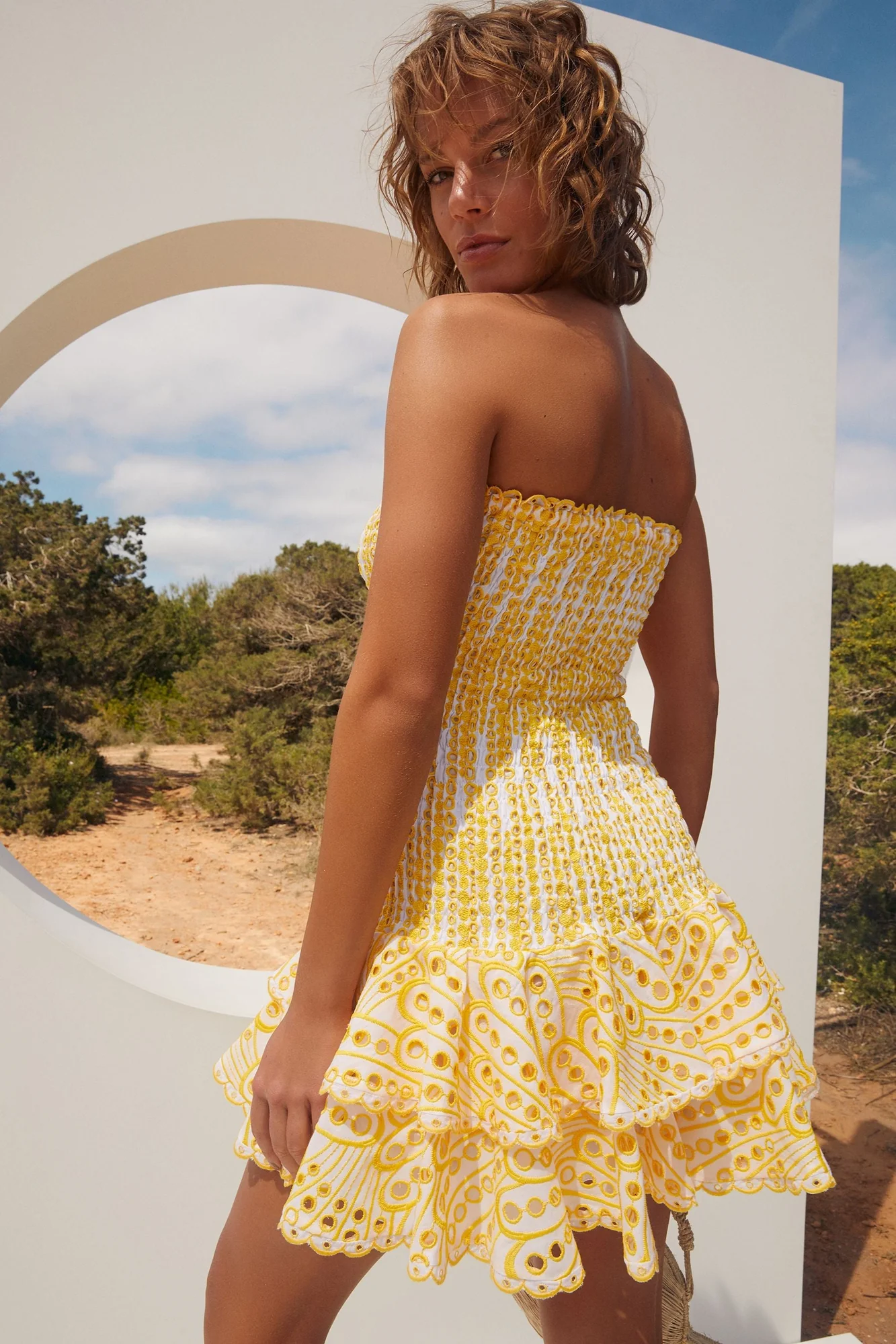 Yellow Strapless Ruffle Mini Dress - Flattering Fit & Stylish Details