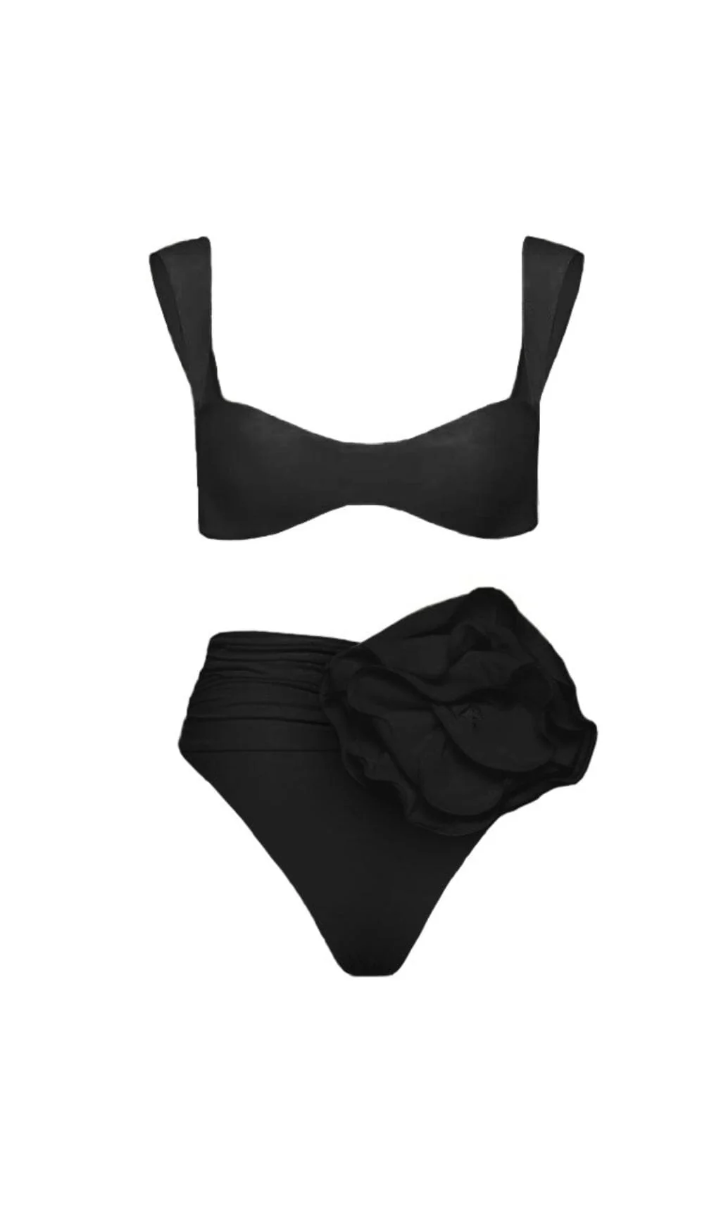 Black Rose Embellished Bikini Suit