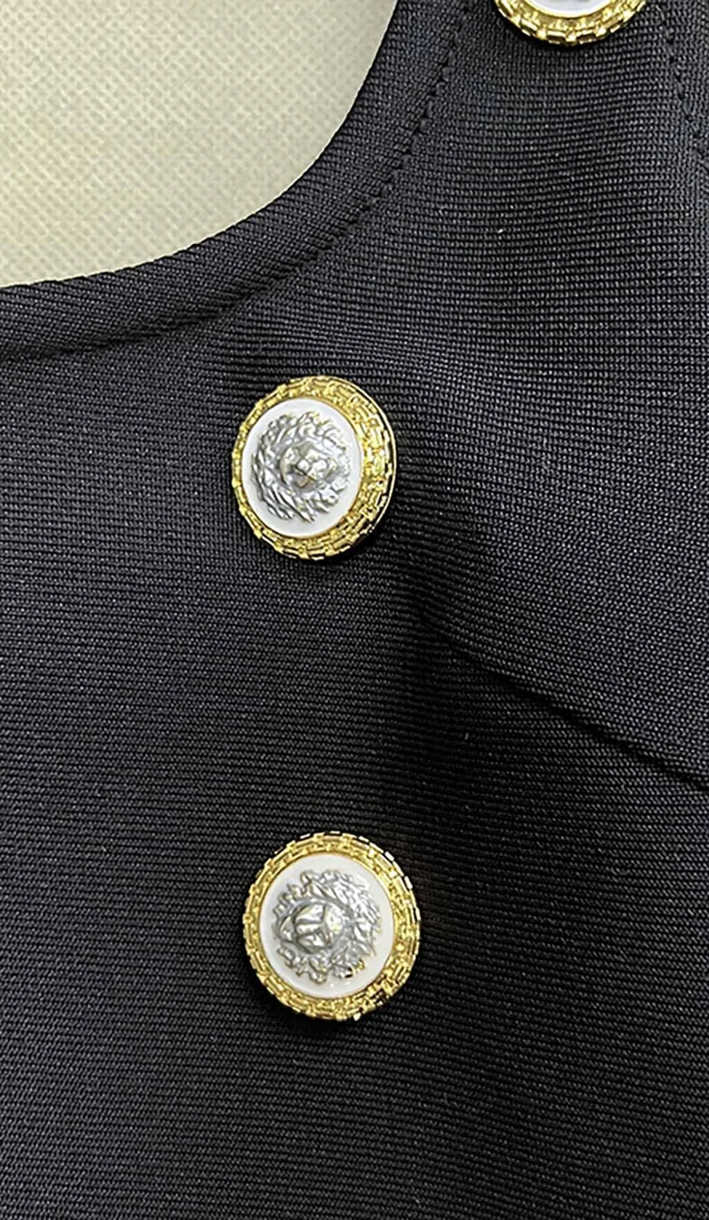 Black Bandage Maxi Dress with Embellished Button Detail