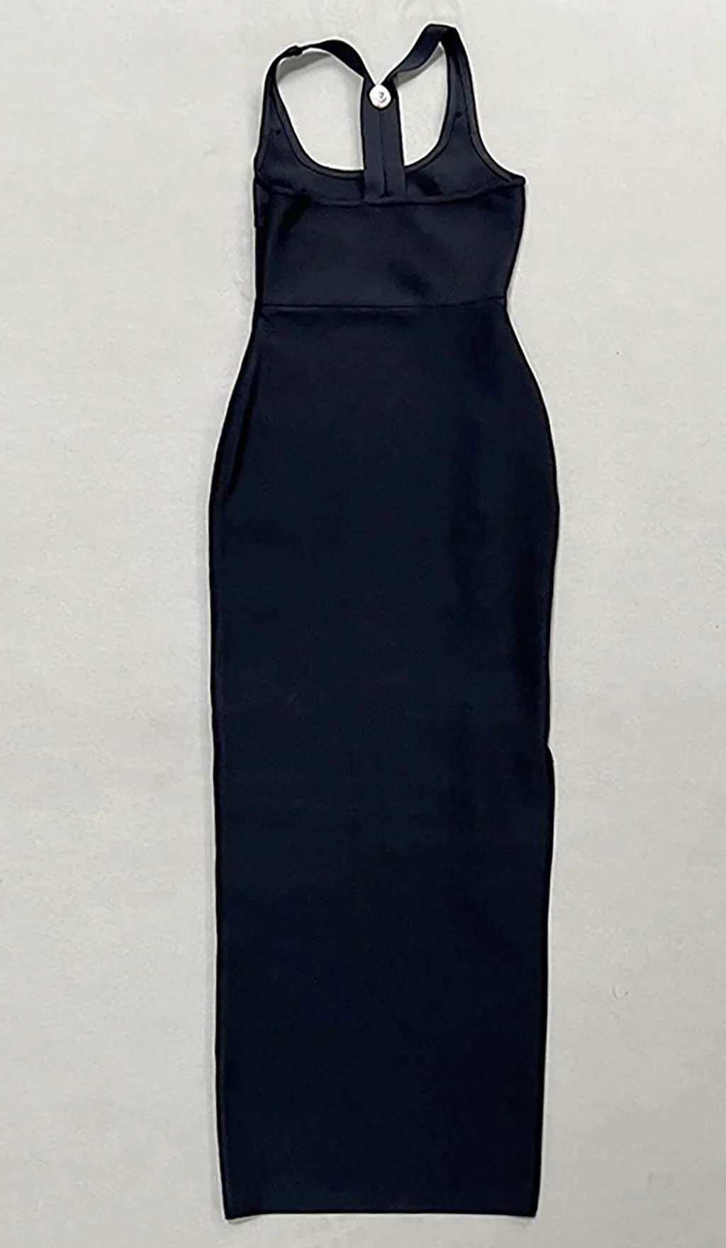 Black Bandage Maxi Dress with Embellished Button Detail