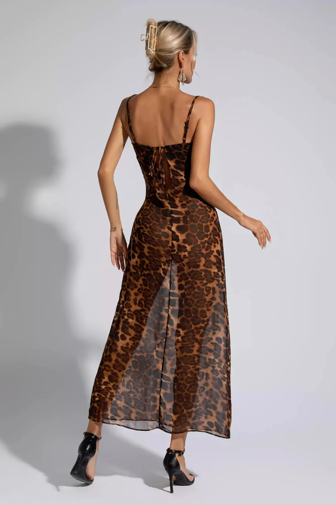 Leopard Print Spaghetti Strap Maxi Dress - Bold & Stylish