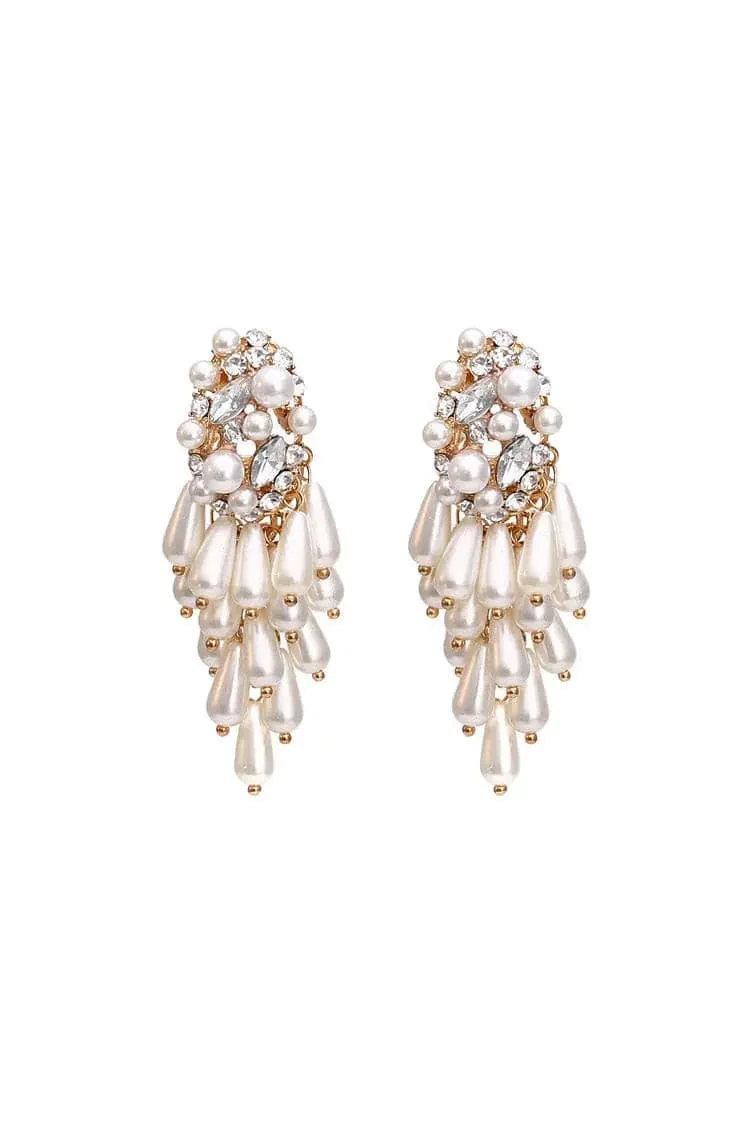 Delicate White Pearl Tassel Earrings - Elegant Statement Jewelry