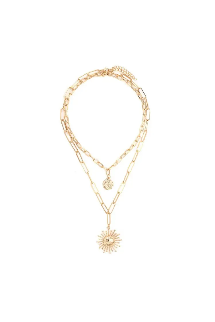 Golden Sun Charm Necklace - Elegant Clavicle Jewelry