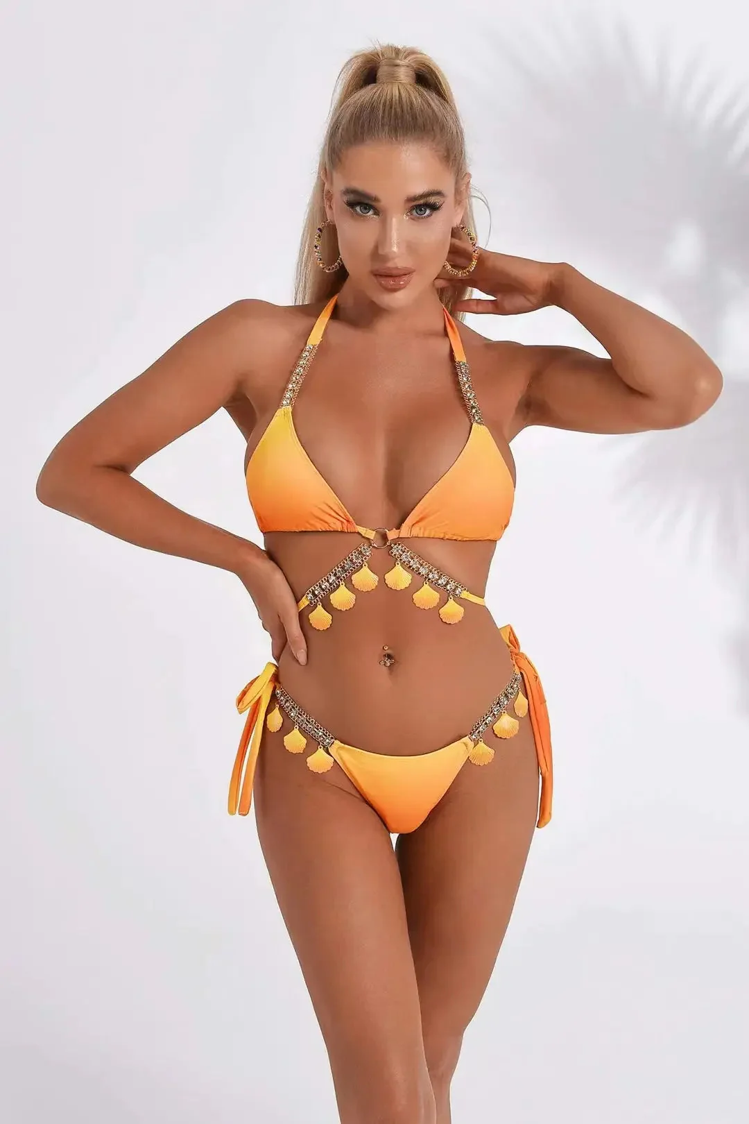Vibrant Orange Shell Bikini - Stylish Limited-Edition Swimwear