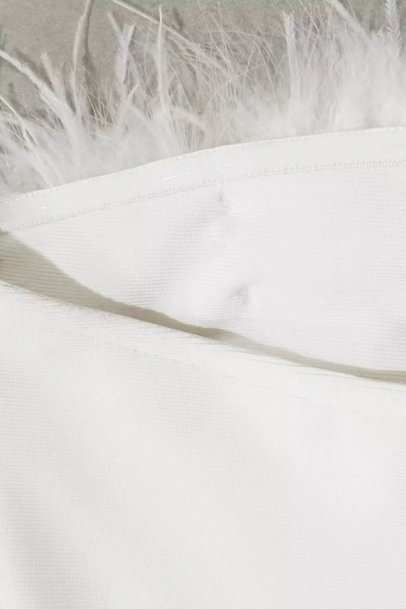 White Feather Off-Shoulder Mini Dress